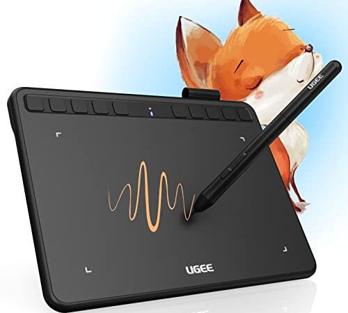 UGEE S640 Tablette Graphique, Tablette de Dessin Numérique avec Stylet sans Pile Sensibilité à la Pression 8192 Tablette à Stylet 10 Touches de Raccourci Compatible avec Windows Mac Linux Android