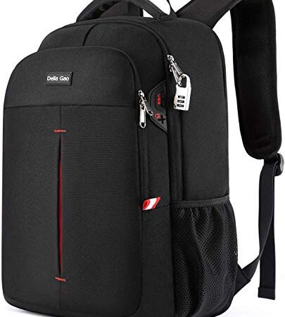 17 Pouces Sac à Dos Ordinateur avec Fente de chargement USB, Antivol Imperméable de Sac à Dos Homme, Grande Capacité Fonctionnel Sac a Dos PC Portable pour Voyage/Affaire/Scolaire -Noir