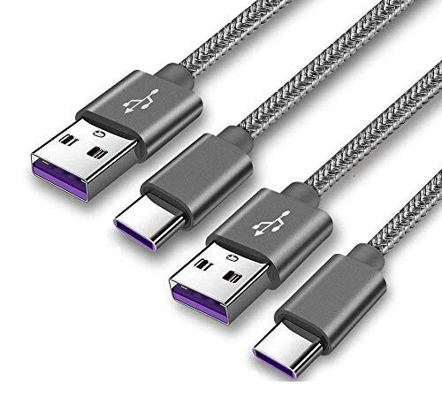 5A Supercharge Cable,Câble USB Type C Charge Rapide pour Huawei P30/P30 Pro/P30 Lite,Mate 20 30/20 30Pro/20 30 Lite,P20 Pro/P20/P20 Lite,P40,Honor View 20,Nylon Tressé,Super Charge Cordon Chargeur 2M