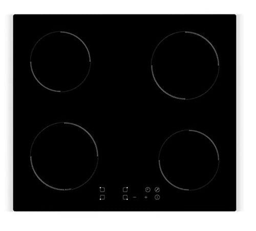 AMSTA - AMPI4Z6400 - Table de cuisson - Induction - 60 cm - 4 Foyers - 6400 watts - Booster - Minuterie digitale - Touches sensitives - Noir