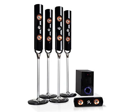 AUNA Areal Nobility Système Surround 5.1, Système Home Cinema, 120W RMS, 35W Subwoofer, Enceintes Satellites, Bluetooth 3.0, Ports USB/SD, AUX-in, Noir