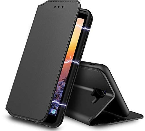 AURSTORE Coque pour Samsung Galaxy J6 2018, Pochette Housse Etui [Porte Carte Credit Ticket Metro], [Fonction Stand Video],[Fermeture Magnetique]- (Noir)