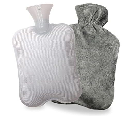 Bouillotte Eau Chaude,2L Bouillotte avec Housse Douce Peluche Amovible et Lavable Bouillote Chauffant pour Maintenir la Chaleur,Soulager la Douleur, Bouillotte pour Bébé Adultes en Hiver