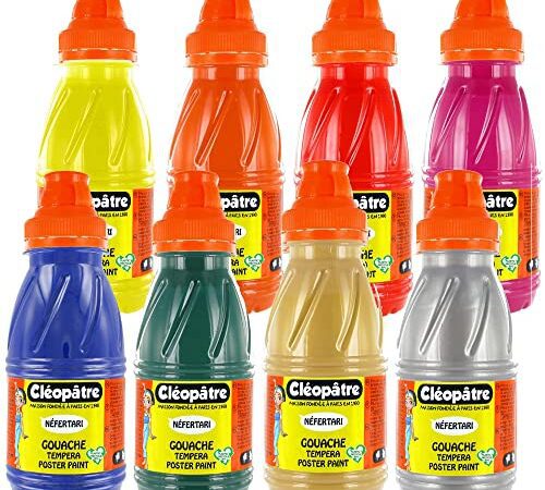 Cléopâtre - PGN250X8B - Peinture Gouache Néfertari Premium - Assortiment de couleurs - Lot de 8 Flacons 250 ml