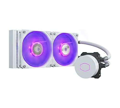 Cooler Master MasterLiquid ML240L V2 RGB White Edition - Refroidisseur Liquide CPU, Effets d'Éclairage plus Brillants, Pompe 3ème Génération, Radiateur Supérieur, 2 x 120mm Ventilateurs SickleFlow