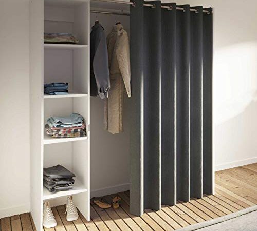 Dressing 1 Colonne Bois Blanc/Anthracite 160 x 182 x 50 cm, 4020A2193R00