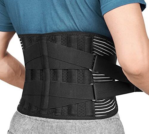 FREETOO Ceinture de Soutien Lombaire Maintenir Bien Les Lombaires et Le Dos Soulage la Douleur 4 Ressorts Soutien Sangle Double Réglable pour Homme et Femme,L ,Noir