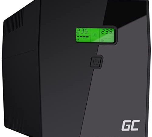 Green Cell Onduleur UPS 2000VA (1200W) 230V Alimentation d'énergie Non interruptible Line-Interactive AVR Alimentation sans Interruption pour Ordinateur USB/RJ45 4X Schuko IEC Prises Affichage LCD