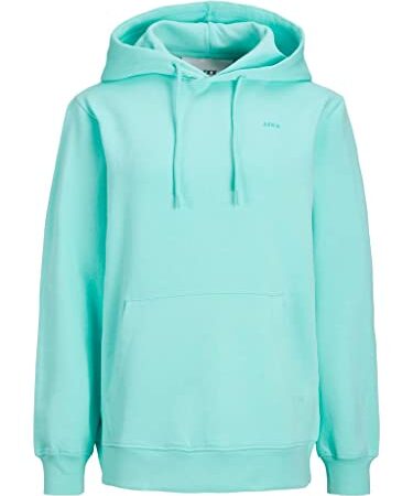 Jack & Jones JXABBIE LS REL Every Brush Hood Noos Sweatshirt à Capuche, Aruba Blue/Print:Turquoise JJXX Logo, XL aux Femmes