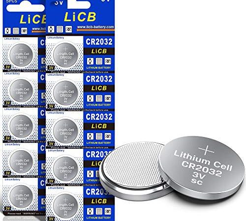 LiCB Lot de 10 piles boutons au lithium CR2032 3 V