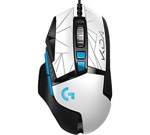 Logitech G502 HERO K/DA Souris Gaming Filaire Haute Performance, Capteur HERO 25K, LIGHTSYNC RVB, Poids Ajustables, 11 Boutons Programmables, Équipement Officiel de League of Legends - Blanc