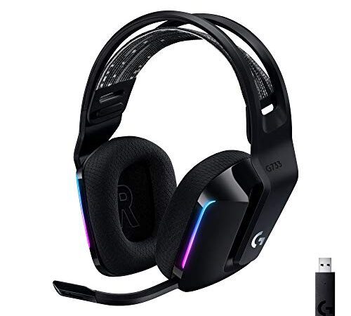 Logitech G733 Casque Gaming Sans Fil LIGHTSPEED avec Bandeau de Suspension, LIGHTSYNC RVB, Technologie de Micro Blue VO!CE, Transducteurs Audio PRO-G, Ultra-Léger, Batterie 29h, Portée de 20m - Noir