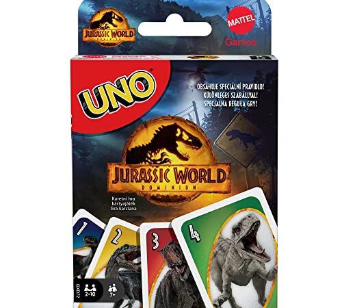 Matel Games Uno Jurassic World 3, Jeu de Societe et des Cartes, 2 à  10 Joueurs, das 7 ans, GXD72 Exclusivité sur Amazon