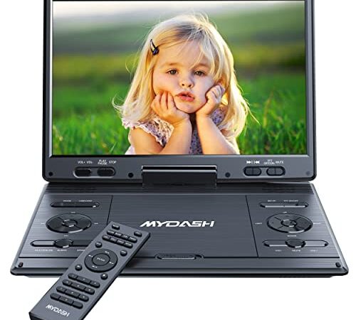 MYDASH14.1 Lecteur DVD Portable pour Voiture avec Grand écran HD pivotant de 12,5" Design Exclusif des Boutons,Support Fente pour Carte SD et Port USB, Fonction de synchronisation du projecteur TV