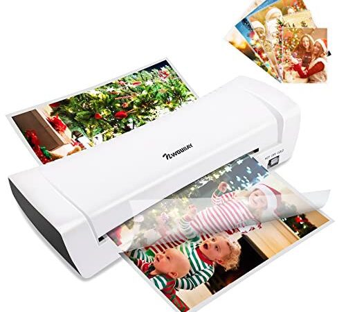 NWOUIIAY Plastifieuse A4 A5 A6 Photo Machine à Plastifier Chaud et Froid 2 Rouleaux avec 280mm/min 15 Pochettes de Plastification pour Bureau École Maison