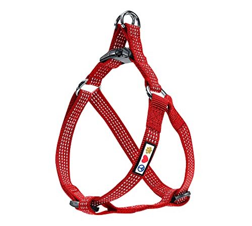 PAWTITAS Harnais pour Chien réfléchissant | Harnais Anti Traction pour Chien Facile à Enfiler, Ajustable et Réfléchissant | Harnais pour Chien Petite Taille - Petit Harnais Chien Rouge