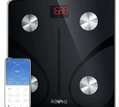 RENPHO Balance Pese Personne, Balance Connectée Bluetooth Pèse Personne Impédancemètre, Balance Impedancemetre avec 13 Données Corporelles (BMI/Graisse Corporelle/Masse Osseuse/BMR/Muscle/Eau)