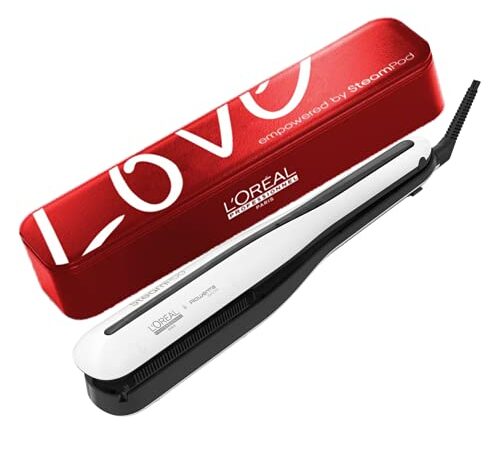 Steampod 3.0 | Edition Limitée Love | Lisseur Vapeur Professionnel 2-en-1 : Lissage & Wavy | Technologie Vapeur | Vanity Love en similicuir grainé | L'Oréal Professionnel