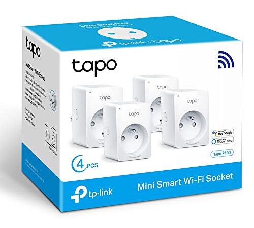 Tapo Prise Connectée WiFi, Prise Intelligente compatible avec Alexa et Google Home, 10A Type E, Contrôler le radiateur, la cafetière, la lampe à distance, aucun hub requis, Tapo P100(FR) 4 Pack