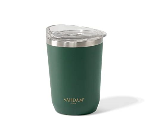 Tasse isotherme (350 ml), Acier Inoxydable 18/8 | Mugs de voyage Vert FONCÉ | Approuvée par la FDA | Pour Boissons Chaudes & Froides | ÉCOLOGIQUE, DURABLE thermos cafe isotherme