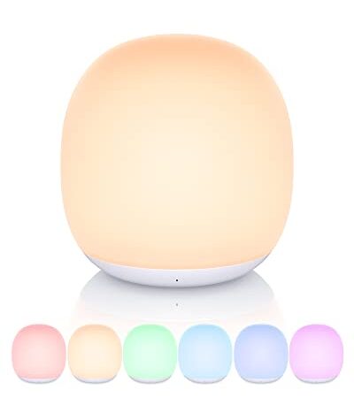 Veilleuse enfant, lampe LED de chevet magnétique à commande tactile rechargeable avec mode de changement de couleur RGB, veilleuse bébé à intensité variable avec minuterie pour l'allaitement