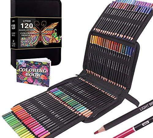 Vozuna 120 crayons de couleur zippés parfaits pour le dessin, l'esquisse, l'ombrage et la coloration, crayons de couleur vibrants pour adultes et artistes professionnels