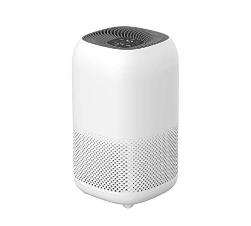 Amazon Basics - Purificateur d'air, Couvre jusqu'à 12 m², Filtres à air True HEPA et au charbon, CADR 100 m²/h, Élimine 99,97 % des allergènes (pollen, poussière, fumée), Prise européenne