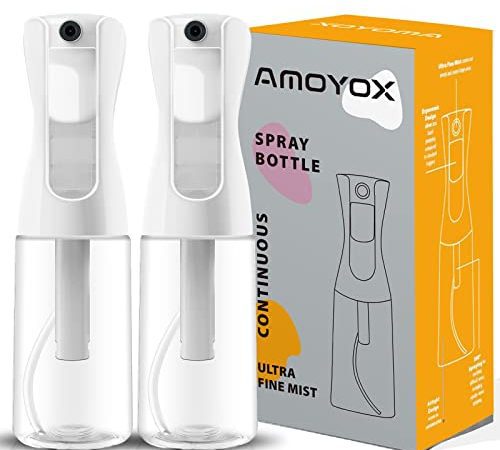 AMOYOX Lot de 2 flacons vaporisateurs vides de 200 ml - Vaporisateur à brume fine - Vaporisateur à brume fine pour coiffure, plantes, nettoyage, brumisation et soins de la peau (AWM01-US)