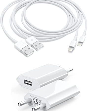 [Apple MFi Certifié ] iPhone Rapide Chargeurs, 2PackChargeurs Mural USB et Câble de Chargeur 1m Compatible avec iPhone 13 /13 Mini/12 / 12 Pro / 11 / X / XS / XR / 8 / 7 /6 , iPad,/Blanc