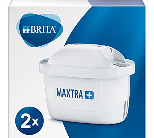 BRITA Pack de 2 filtres MAXTRA+, réduit le calcaire, le chlore, le plomb et autres impuretés pour une eau du robinet plus pure, sans BPA