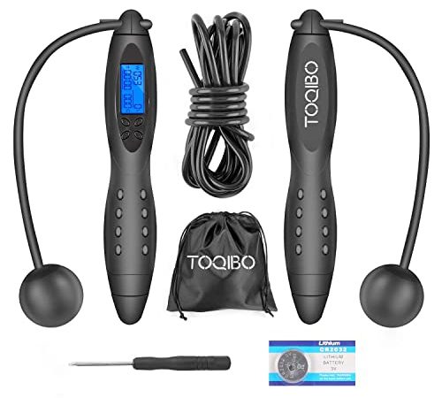 Corde à Sauter Sport, Corde à Sauter sans fil avec Compteur Calories et Minuterie, Jump Rope Réglable, LCD écran montrant, Poignées Antidérapantes pour Adulte,Enfant