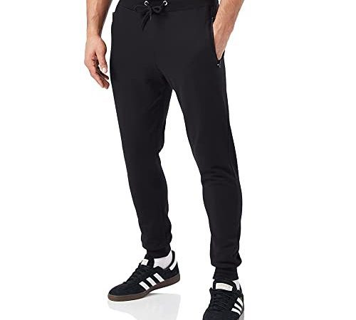 FM London Slim - Pantalon de jogging coupe ajustée pour hommes à poches zippées, Noir (Black 01), Large
