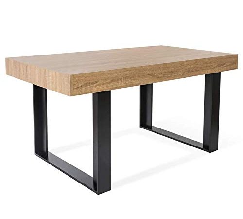 IDMarket - Table à Manger Phoenix 6 Personnes Bois et Noir 160 cm