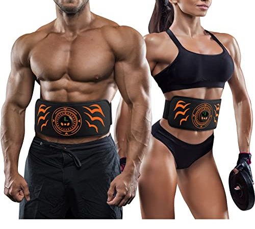 iLoxin Ceinture Abdominale Electrostimulation, Electrostimulateur Musculaire, Entraînement Abdominal EMS, Electrostimulation Musculaire pour Renforcer Les Muscles Abdominaux, Rechargeable