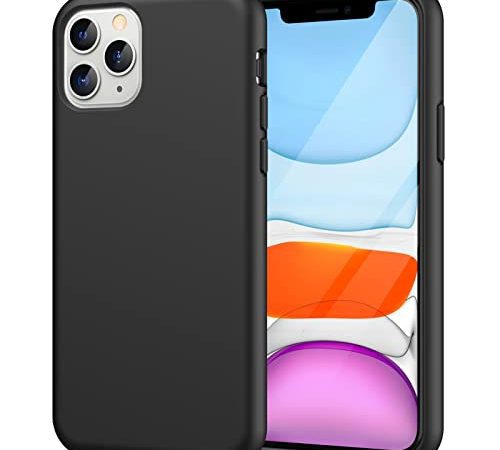 JETech Coque Silicone pour iPhone 11 Pro 5,8 Pouces, Protection Complète du Corps au Toucher Soyeux, Étui Housse Anti-Chocs Doublure Douce en Tissu Microfibre (Noir)