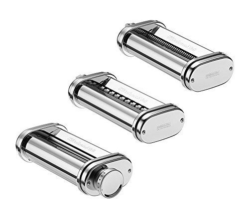 KitchenAid 5KSMPRA Set Composé Machine à Pâtes et Deux Rouleaux Découpeurs pour Robot Pâtissier Argent,