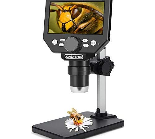 Koolertron Microscope Numérique USB Portable 4,3 Pouces écran HD 8 Mégapixels 1-1000X Zoom, 8 LED Lumière et Batterie Rechargeable pour Réparation de Circuits Imprimés Soudure PCB Monnaie