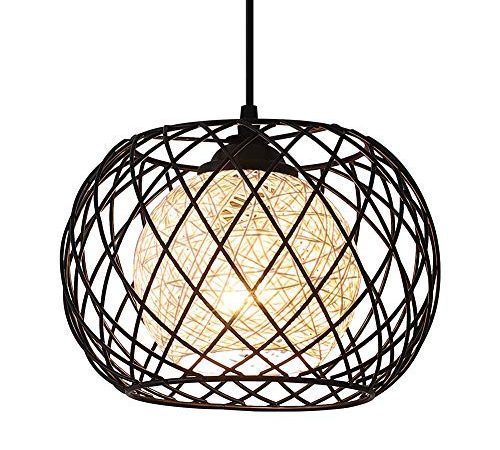 Lampe à Suspension Rétro en Métal Noir Cage E27 Suspension Industrielle,Lustre LED Moderne Simple Cuisine Salon Suspension Luminaire Créatif Antique Lampe Suspension E27 pour Cuisine Chambre