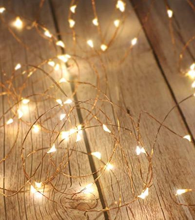 Litogo Guirlande Lumineuse, Girlande de Lumière 5M 50LED Guirlandes Lumineuses Piles Mini Led Intérieur Girlande de Lumière Decoration pour Chambre Noël Mariage Soirée Maison Jardin, Blanc Chaud