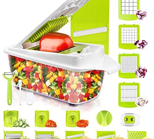 Mandoline Multifonctions 23pcs Mandoline de Cuisine Coupe Legumes Multifonctions des Decoupe Legumes Manuel Cube Coupe Tomates, Pomme De Terre, Carotte, Oignons