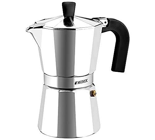 Monix Vitro Expres - Cafetière de 6 Tasses, Fabriquée en Aluminium, Compatible Toutes Sources de Chaleur Sauf Induction