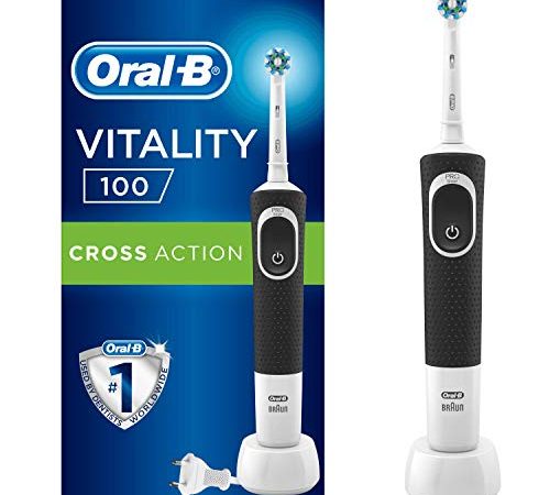 Oral-B Vitality 100 Brosse À Dents Électrique Rechargeable, 1 Manche Noir, 1 Brossette CrossAction