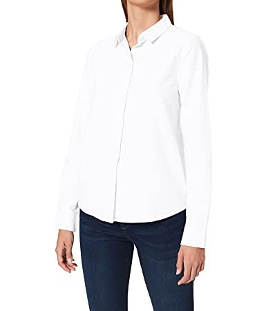 PIECES Pcirena Ls Oxford Shirt Noos, Chemise Femme, Blanc (Bright White Bright White), 40 (Taille fabricant: Medium)