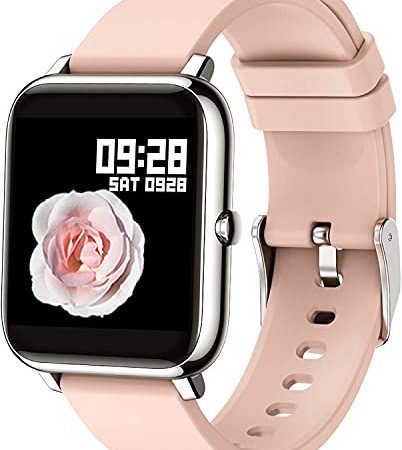 Popglory Montre Connectée Smartwatch Cardiofrequencemètre Moniteur de Sommeil Pression Artérielle Compatible Android iOS pour Homme Femme Montre Intelligente