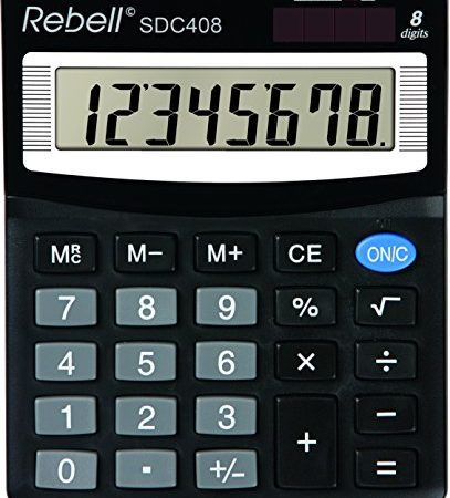 REBELL re-Calculatrice sdc408 sdc408, Standard équipement et angewinkeltem Écran 8 chiffres, noir