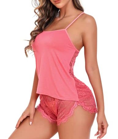 RSLOVE Pyjamas pour Femme Pyjamas Sexy Pyjamas en Dentelle à Cils Pyjamas de Nuit