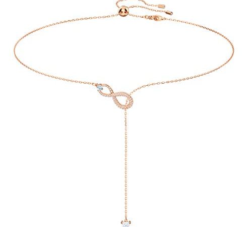 Swarovski Collier Infinity, motif infini placage de ton or rosé et cristal blanc suspendu à une chaine de ton or rosé