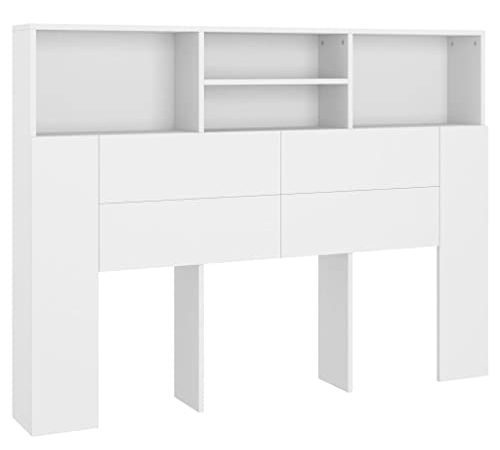 vidaXL Armoire de tête de lit Blanc 140x19x103,5 cm