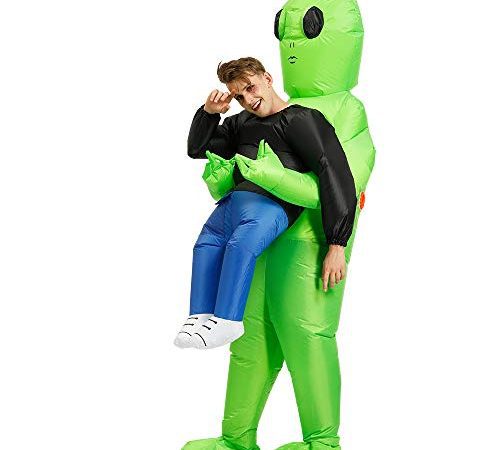 Zi Xi & Zi Qi Extraterrestre Costume Dinosaure Déguisement Adulte, Costume Gonflable, Exotique Déguisements Halloween Costumes Carnaval Adulte (Ali Vert)