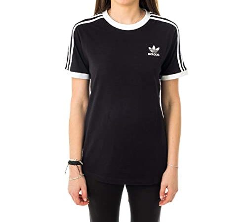 adidas Femme 3 Stripes Tee T Shirt, Noir, 38 EU